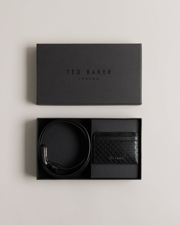 TERAMO-Gifts-Give the gift of effortless style with the TERAMO set. Including a belt and matching card holder, this subtle geometric texture adds a touch of contemporary style to any outfit. Belt and card holder set Top grain leather belt Geometric texture Matching card holder Logo hardware Comes in branded gift box- Ted Baker Romania
